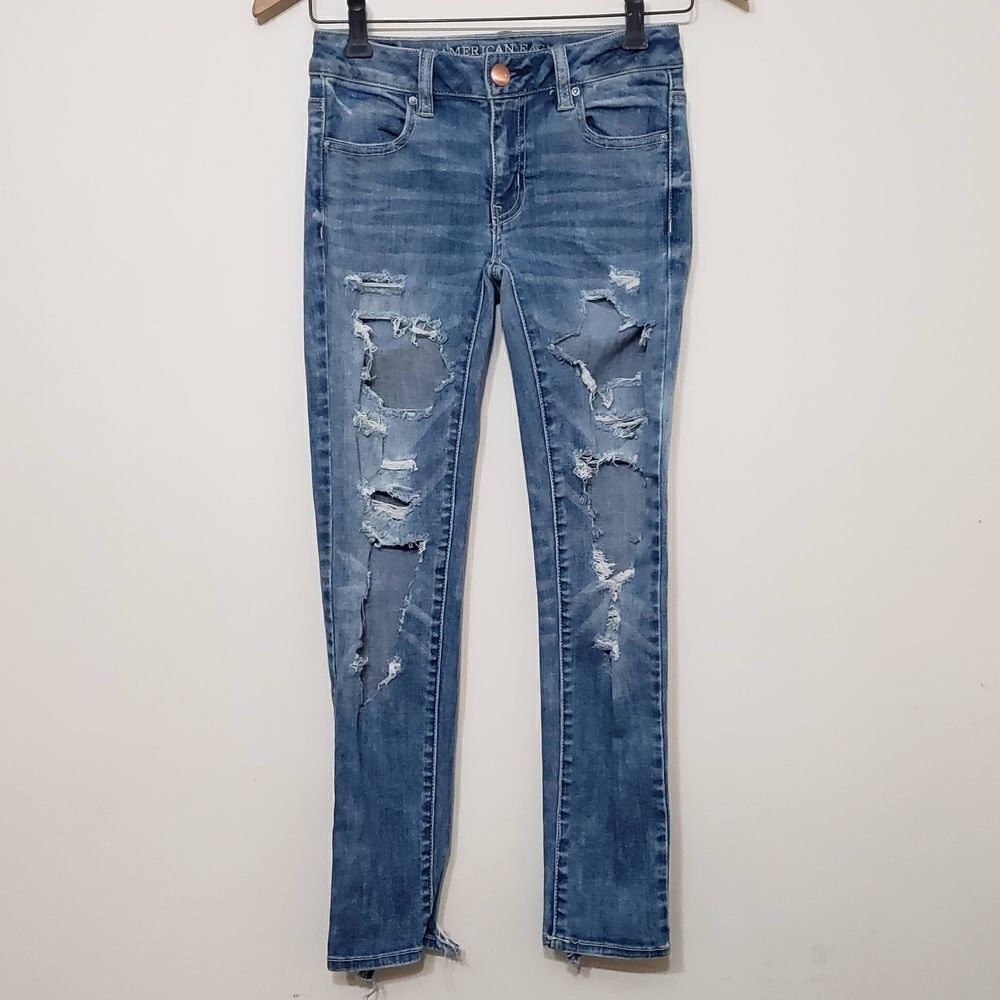 American Eagle Destroyed Jegging Ankle Jean sz 0